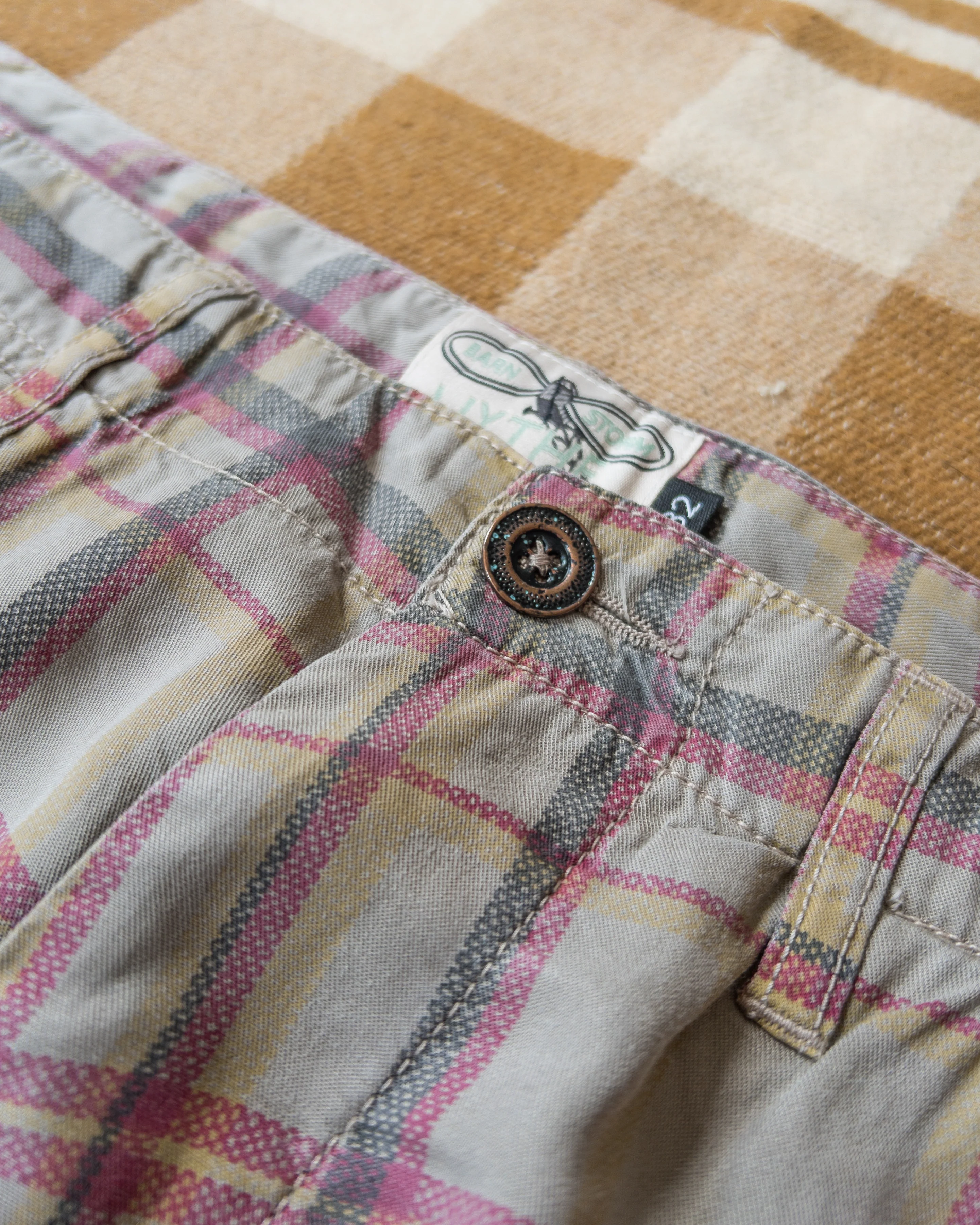 Printed Corral Plaid Tencel Chinos - Nutmeg - Image 3