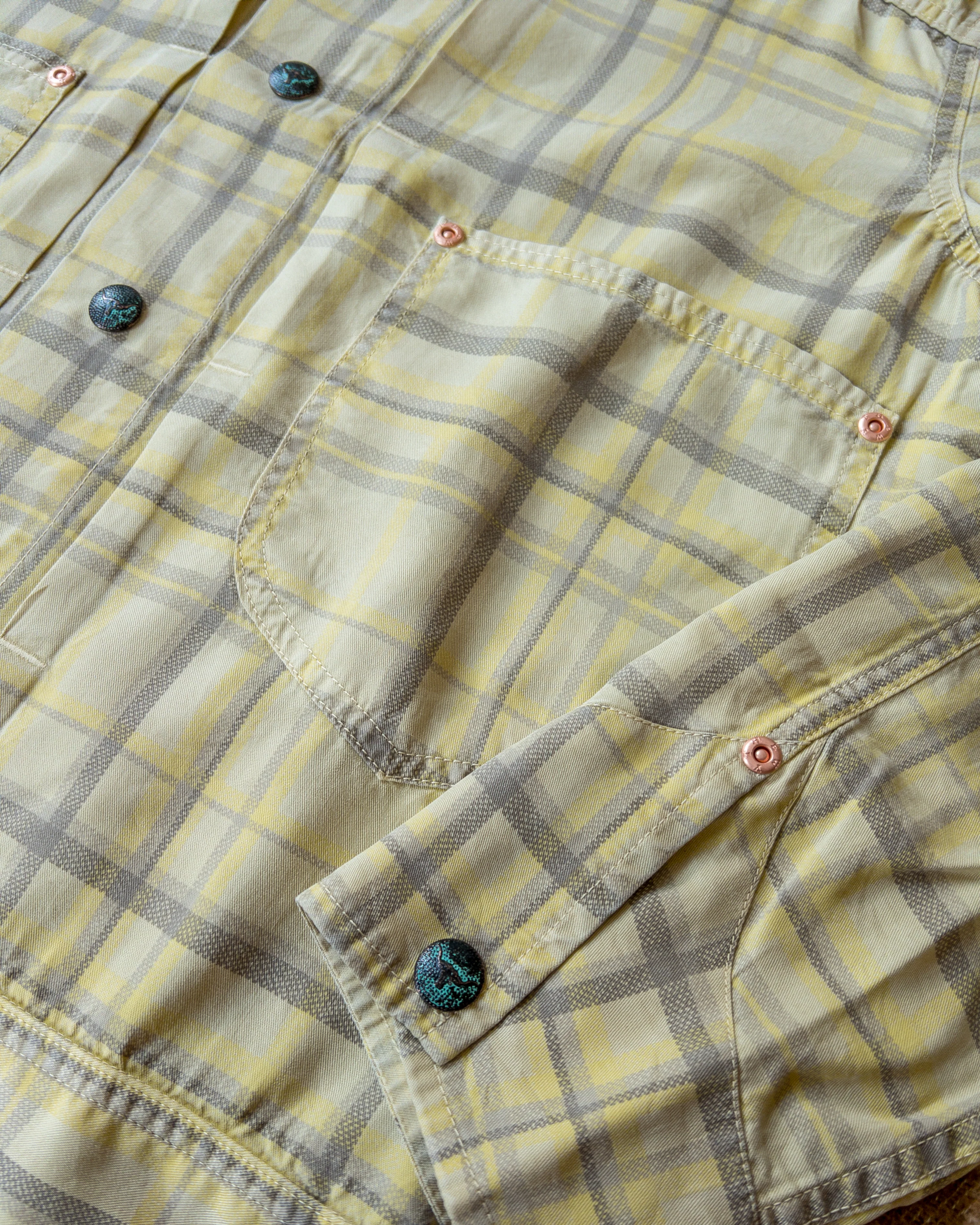 Printed Corral Plaid Tencel Ranch Jacket - Sunflower - Image 5