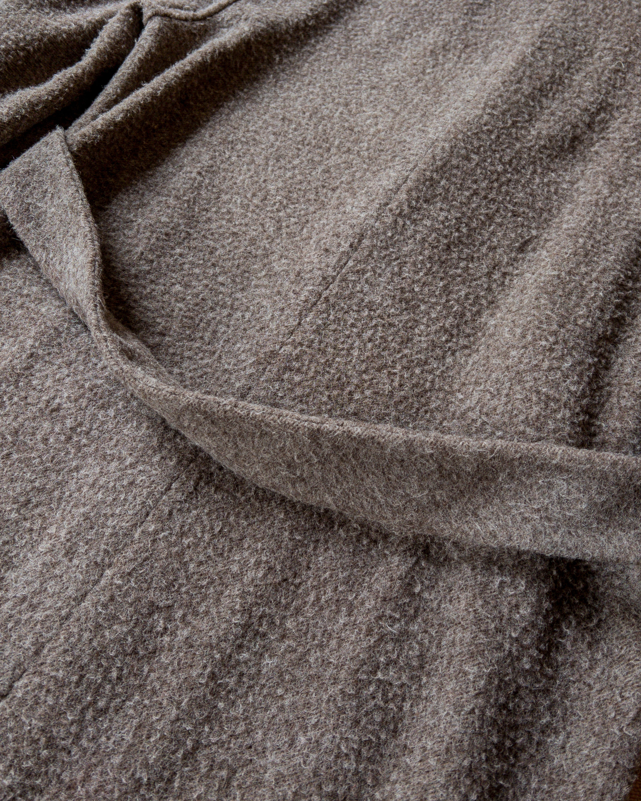 Shawl Collar Wool Overcoat - Brown/Cream Twill Casentino - Image 3
