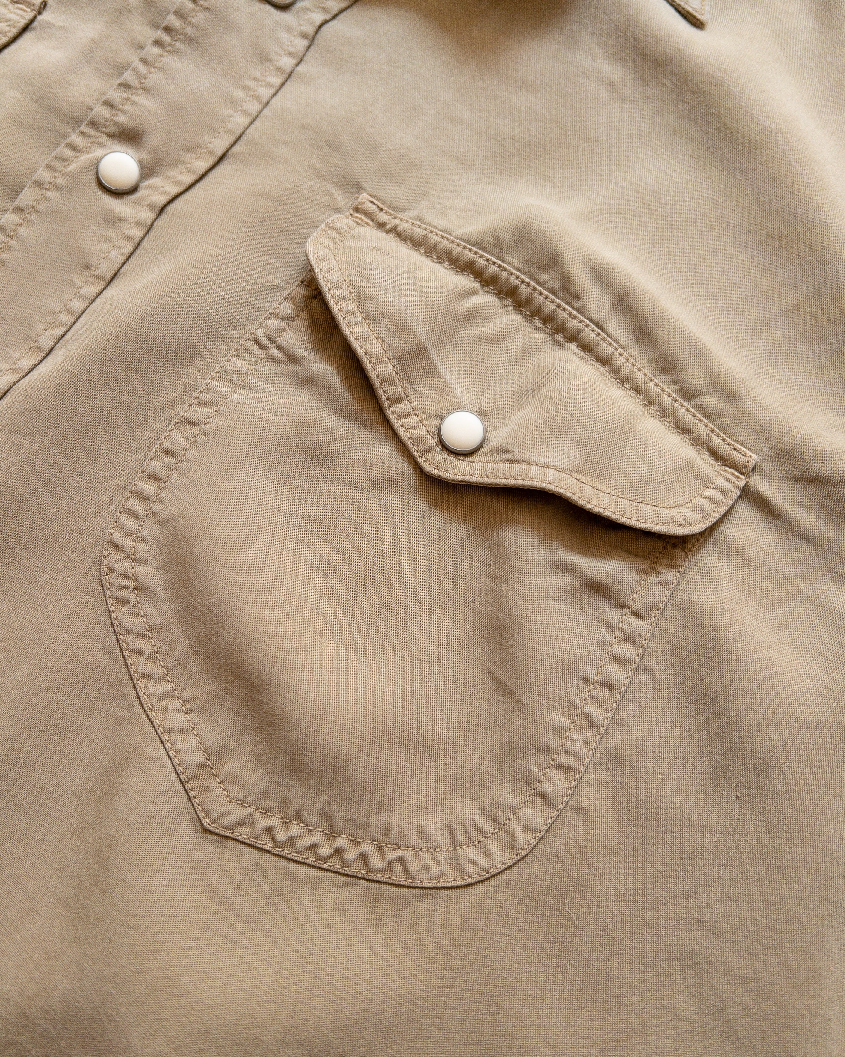Tencel Gabardine Pearlsnap Shirt - Camp Khaki - Image 3