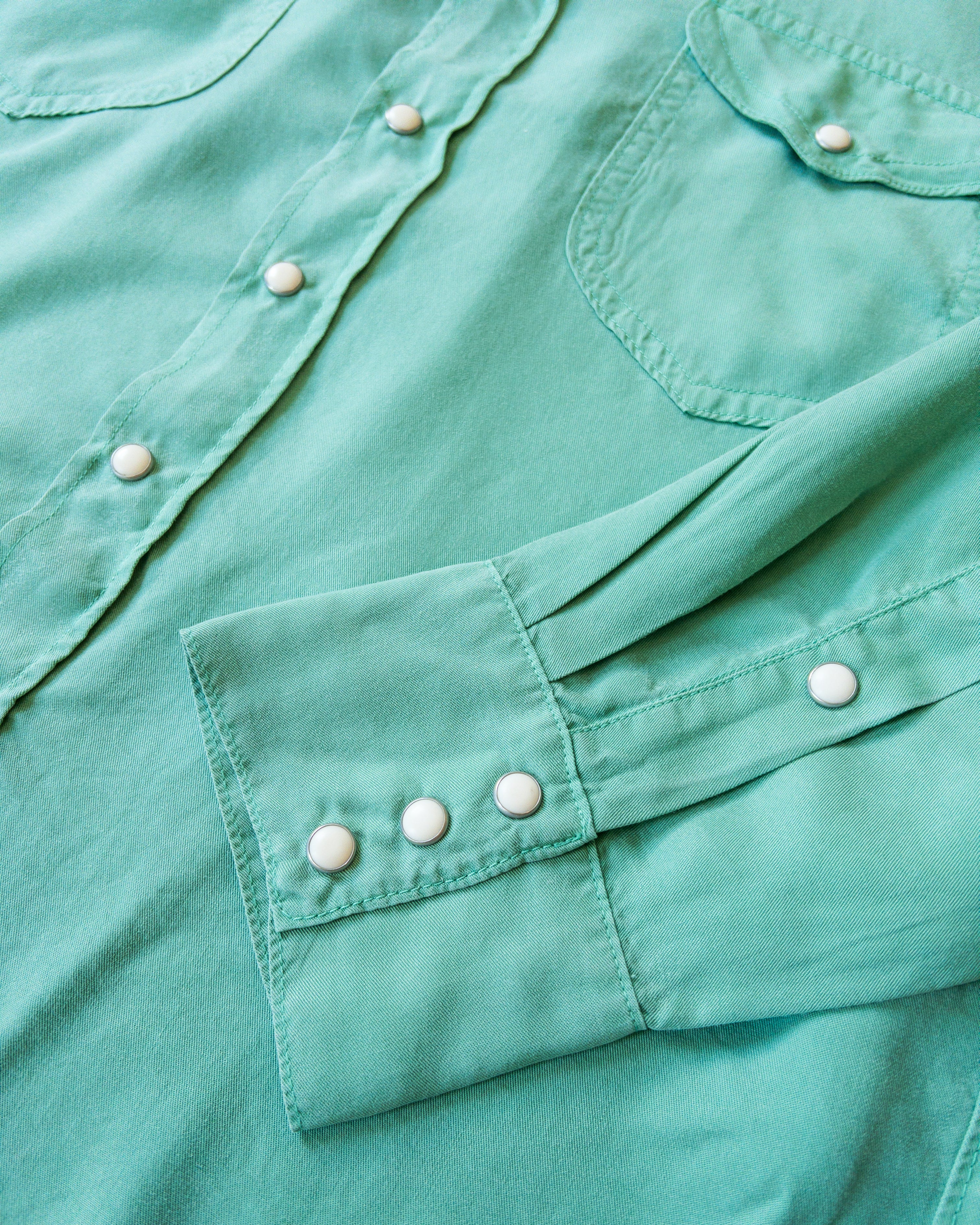 Tencel Gabardine Pearlsnap Shirt - Celadon - Image 5