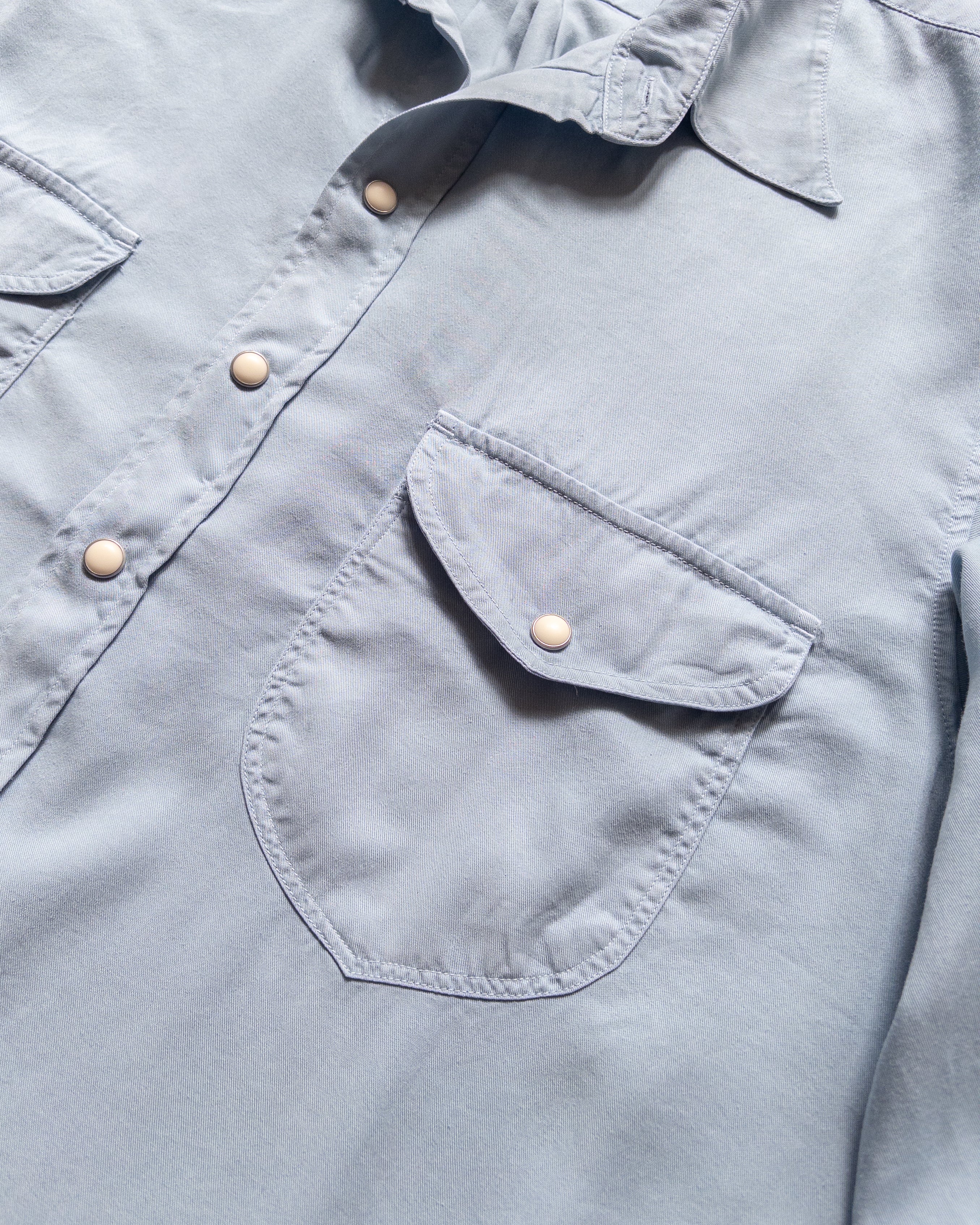 Tencel Gabardine Pearlsnap Shirt - Faded Bench Blue - Image 2