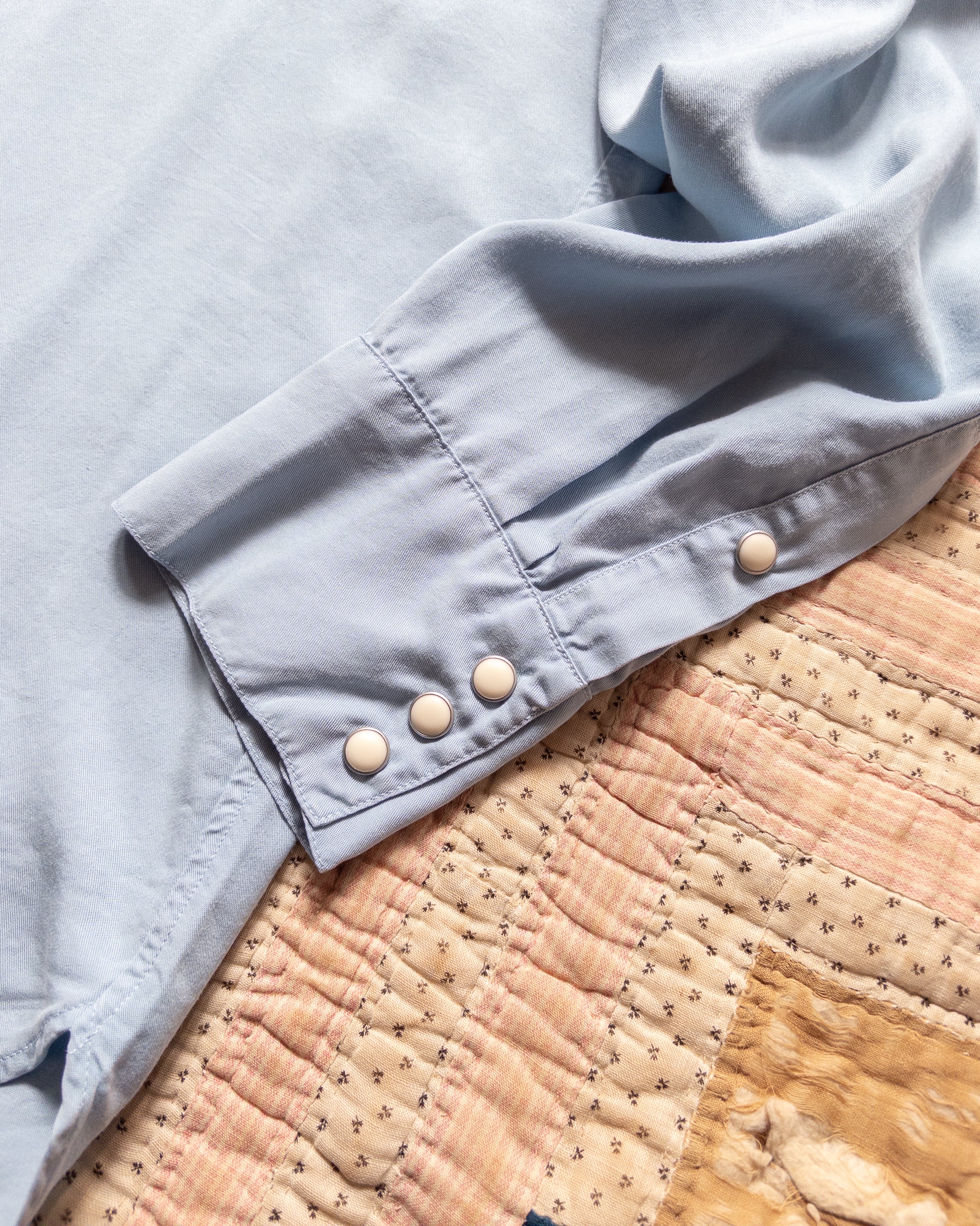 Tencel Gabardine Pearlsnap Shirt - Faded Bench Blue - Image 3