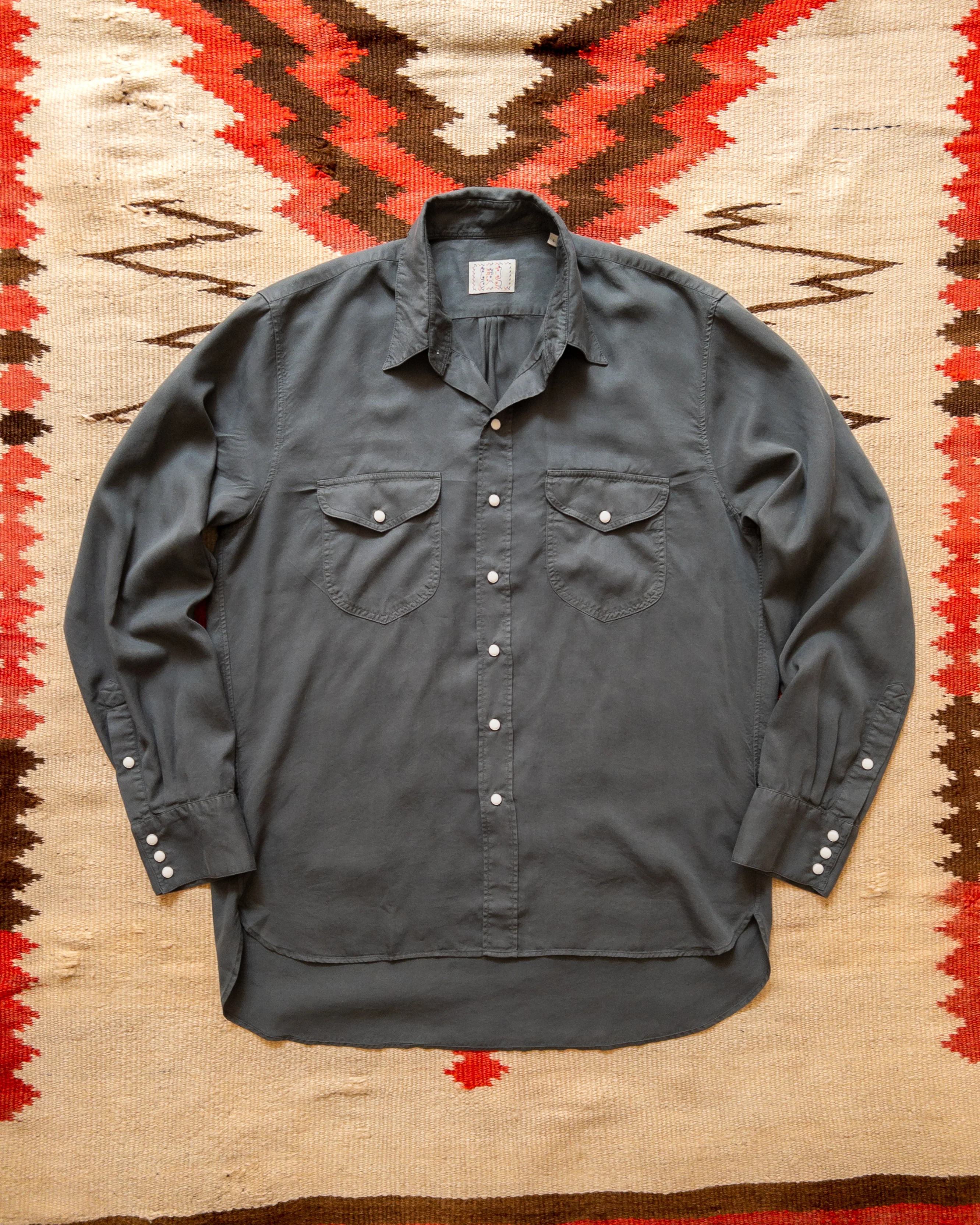 Tencel Gabardine Pearlsnap Shirt - Faded Black