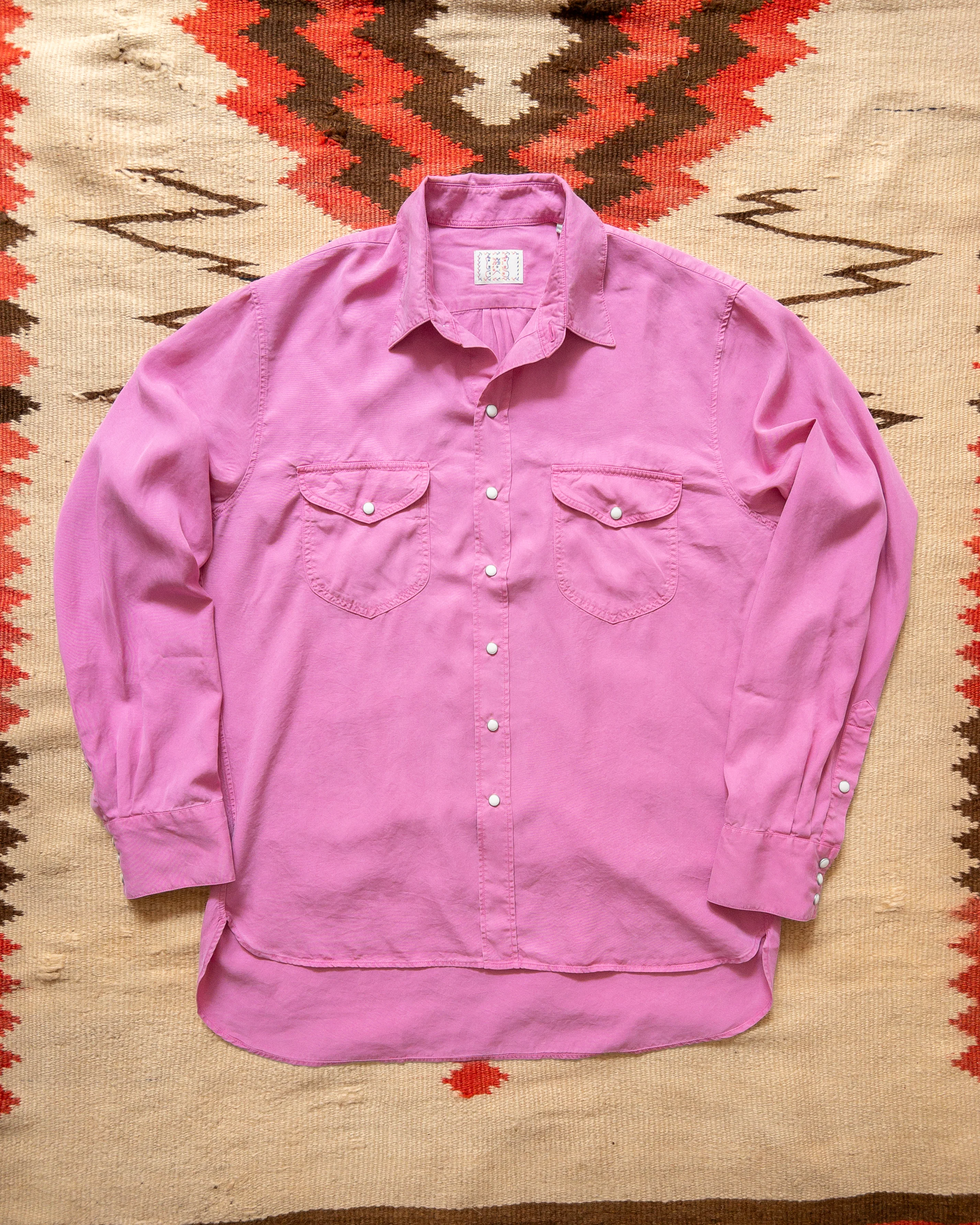 Tencel Gabardine Pearlsnap Shirt - Flamingo