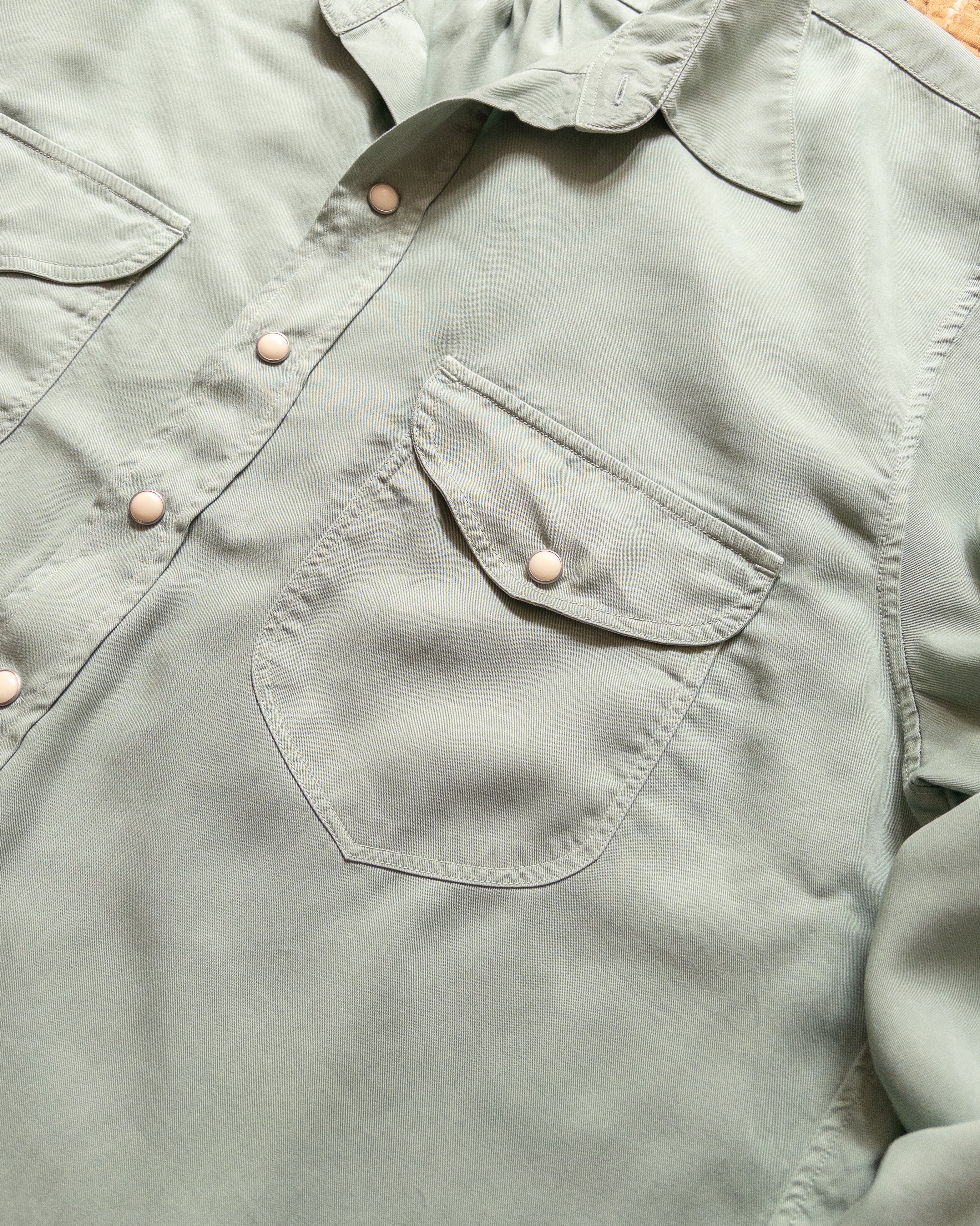 Tencel Gabardine Pearlsnap Shirt - Sage - Image 2