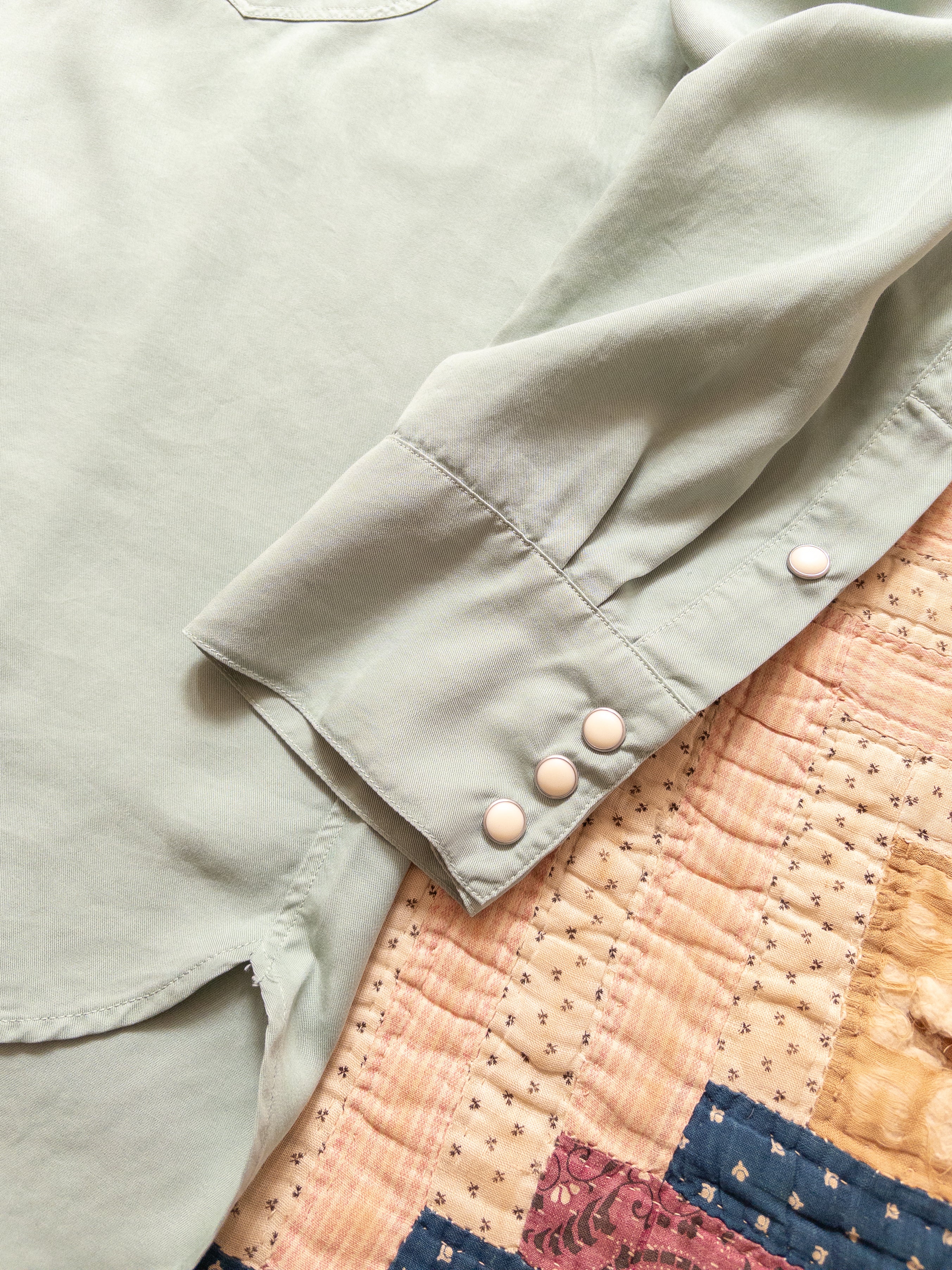 Tencel Gabardine Pearlsnap Shirt - Sage - Image 3