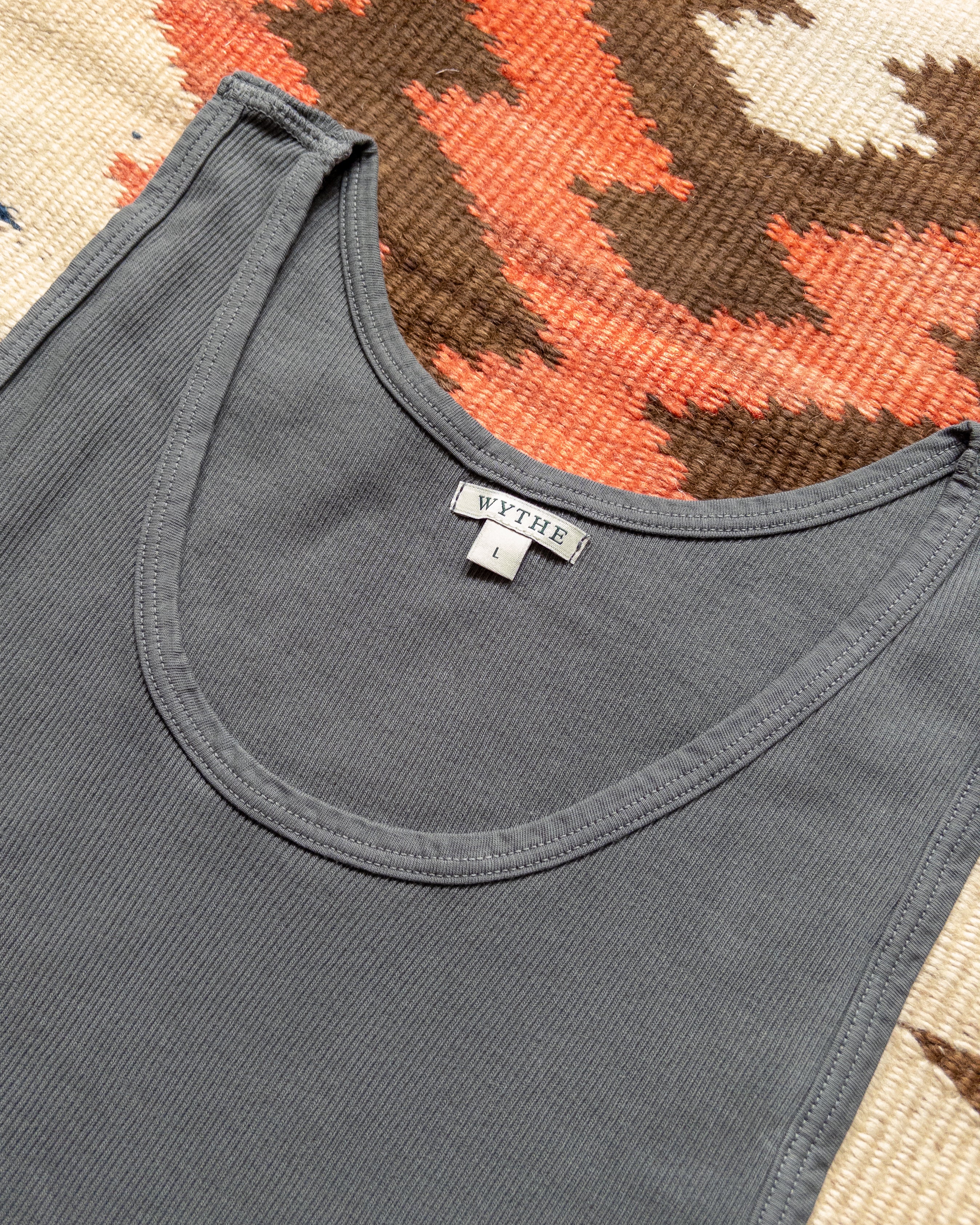 Tubular Cotton Ribbed Tank Top - Faded Black - Image 2