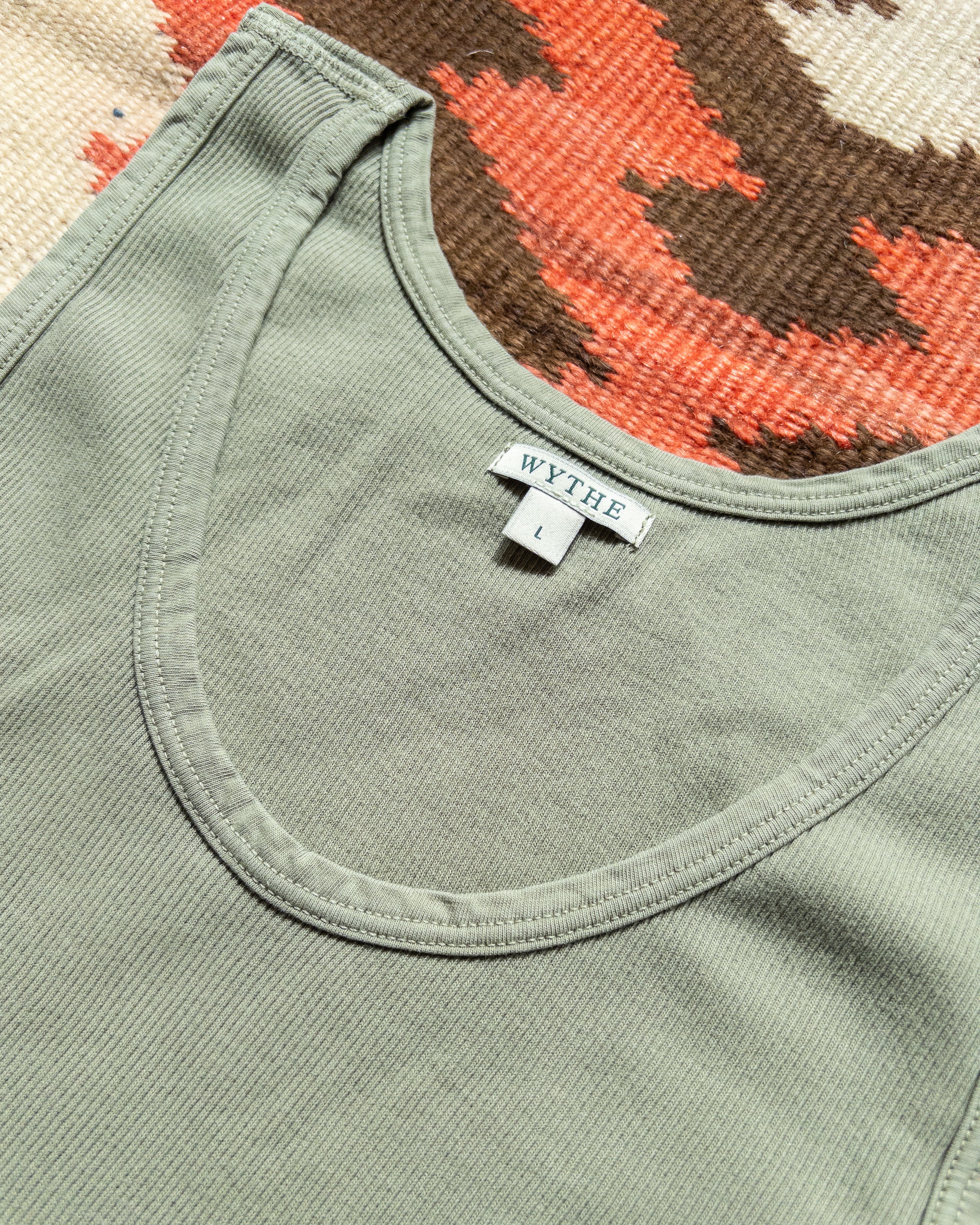 Tubular Cotton Ribbed Tank Top - Faded Olive - Image 2