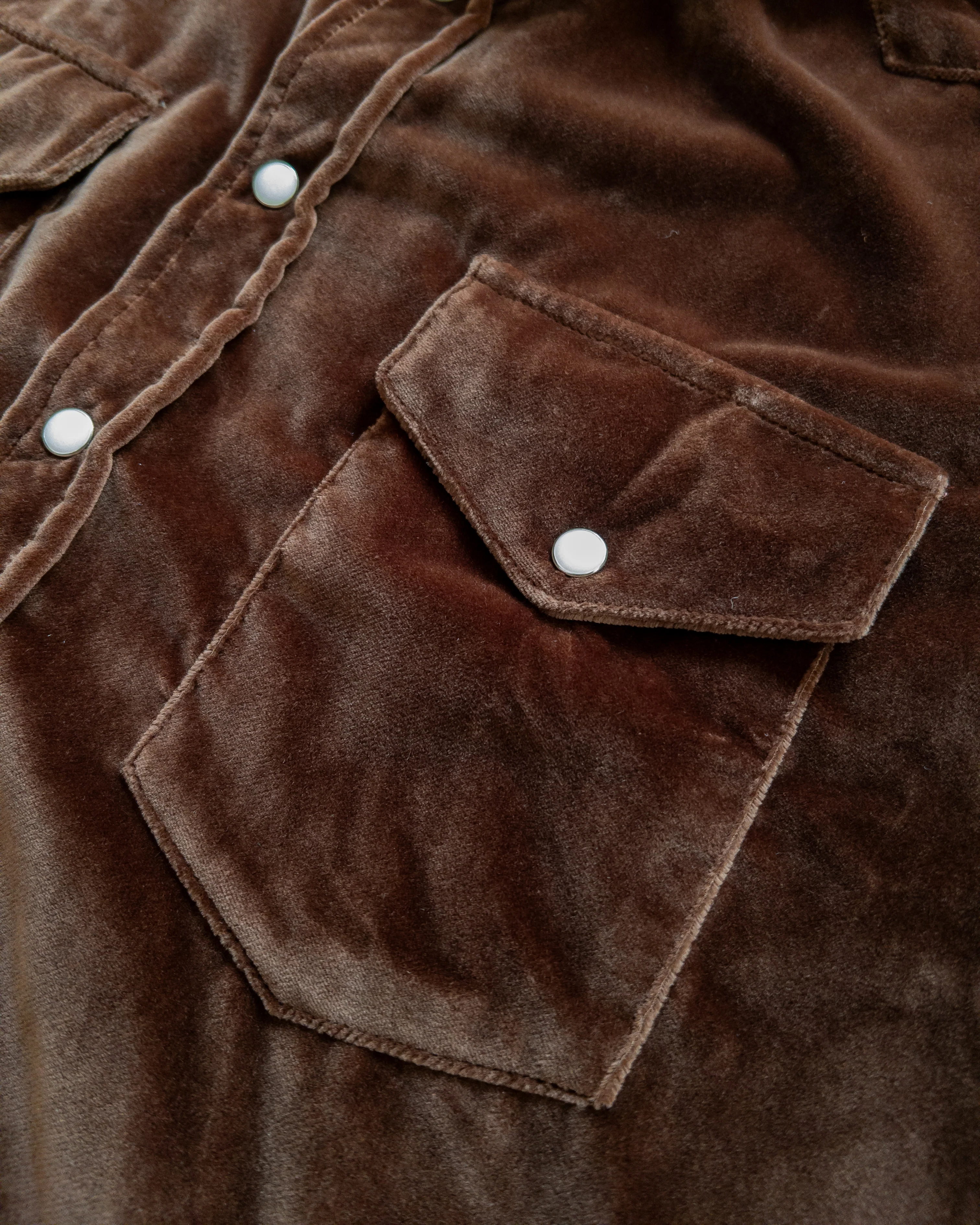 Velvet Pearlsnap Shirt - Chocolate Brown - Image 2