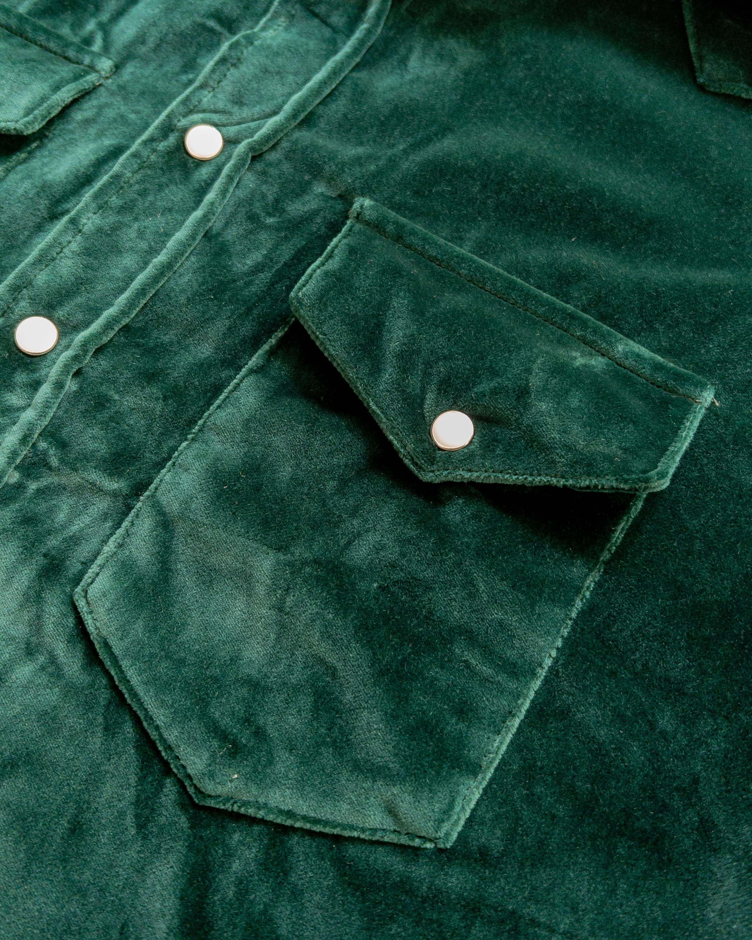 Velvet Pearlsnap Shirt - Pine Green - Image 2