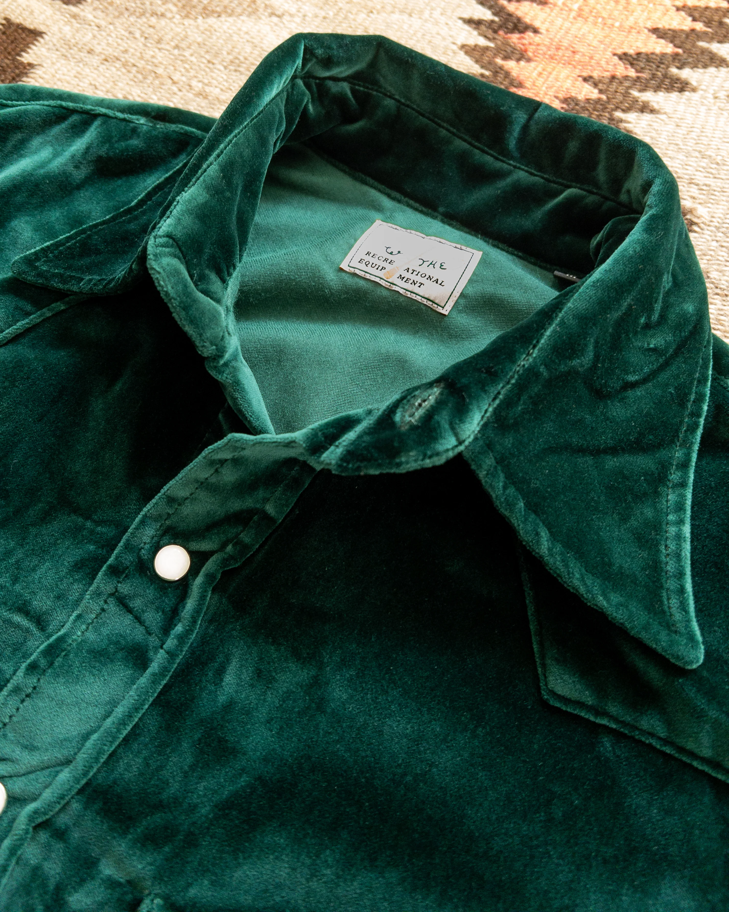 Velvet Pearlsnap Shirt - Pine Green - Image 3