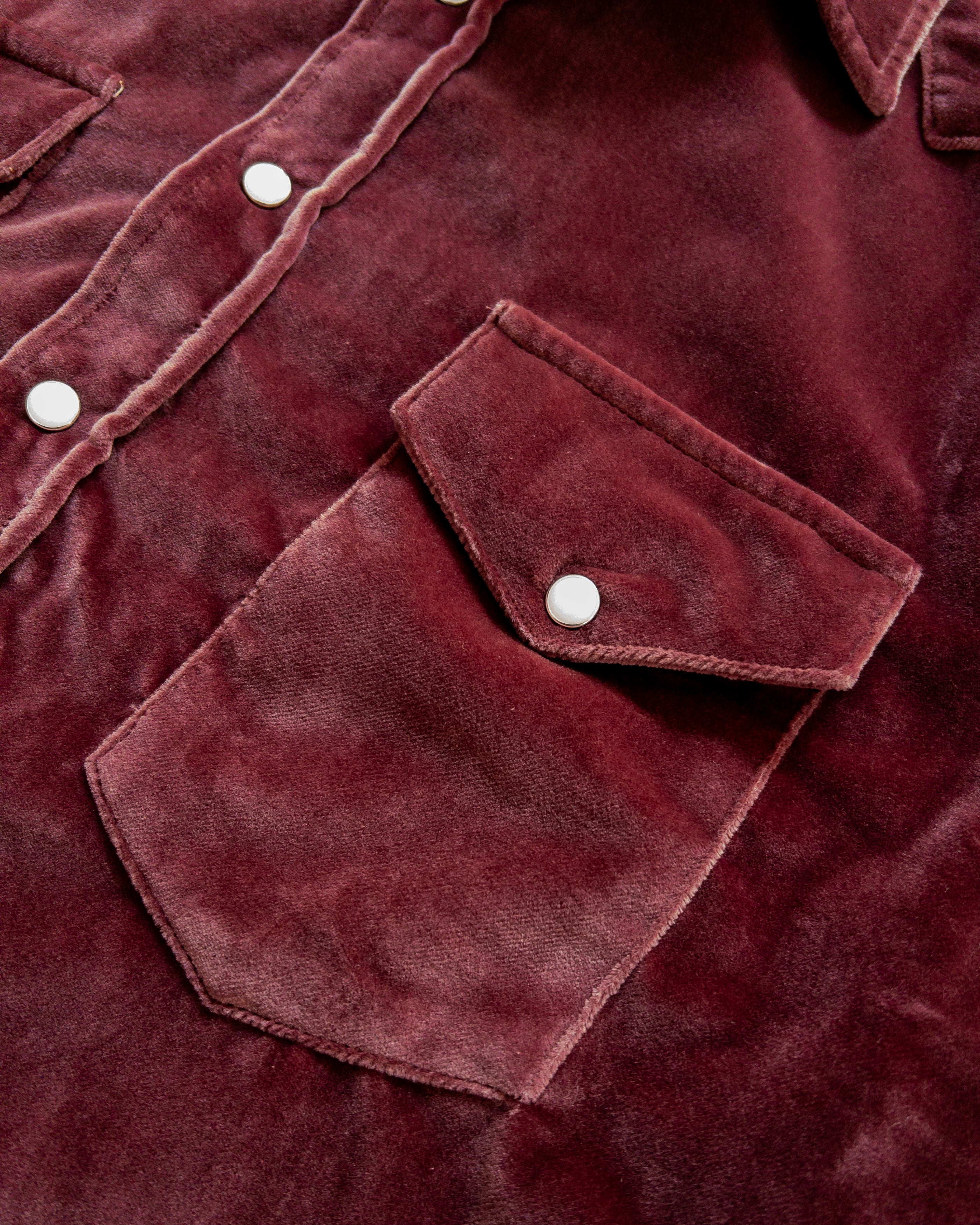 Velvet Pearlsnap Shirt - Plum - Image 2
