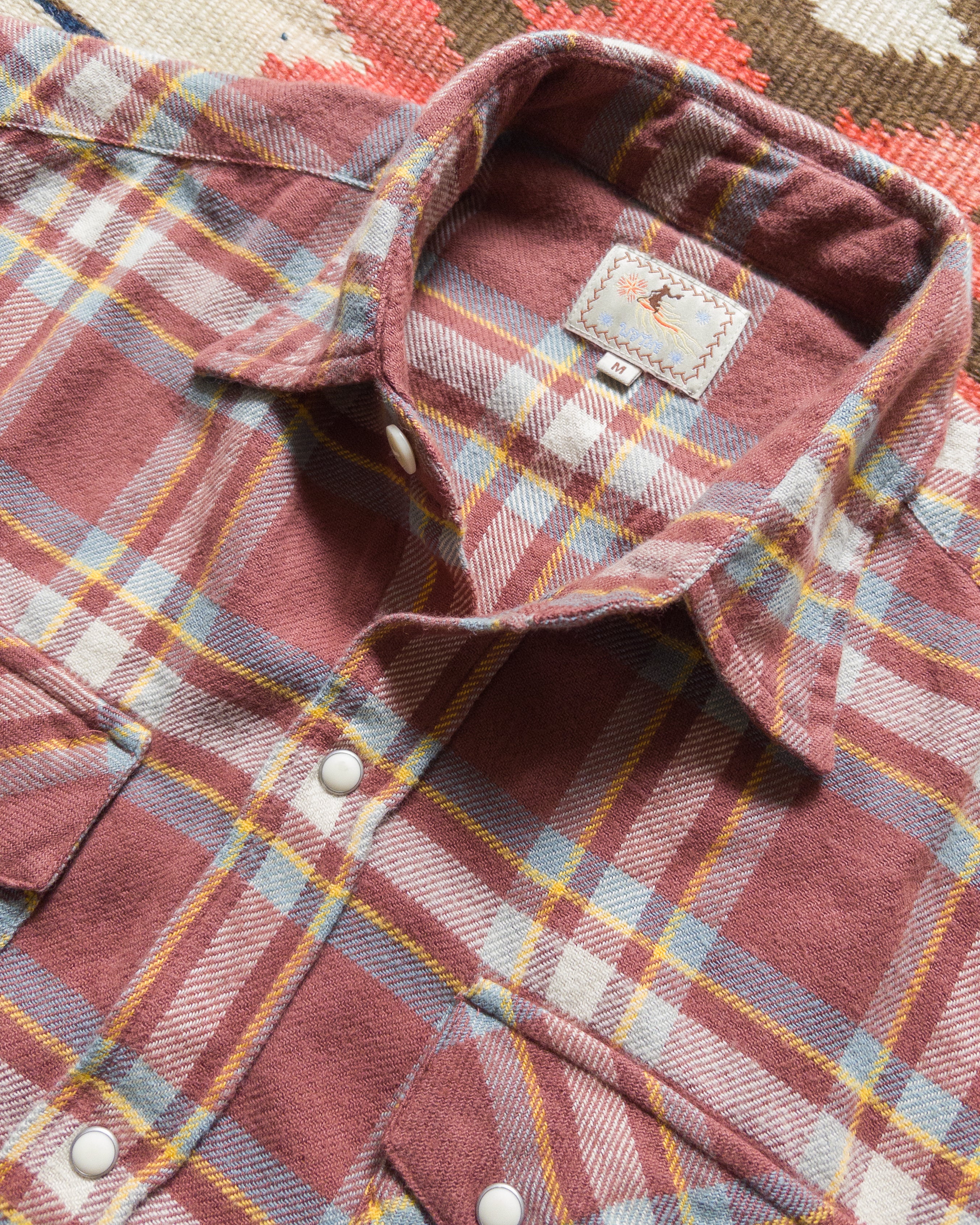 Washed Flannel Pearlsnap Shirt - Autumn Rust - Image 3