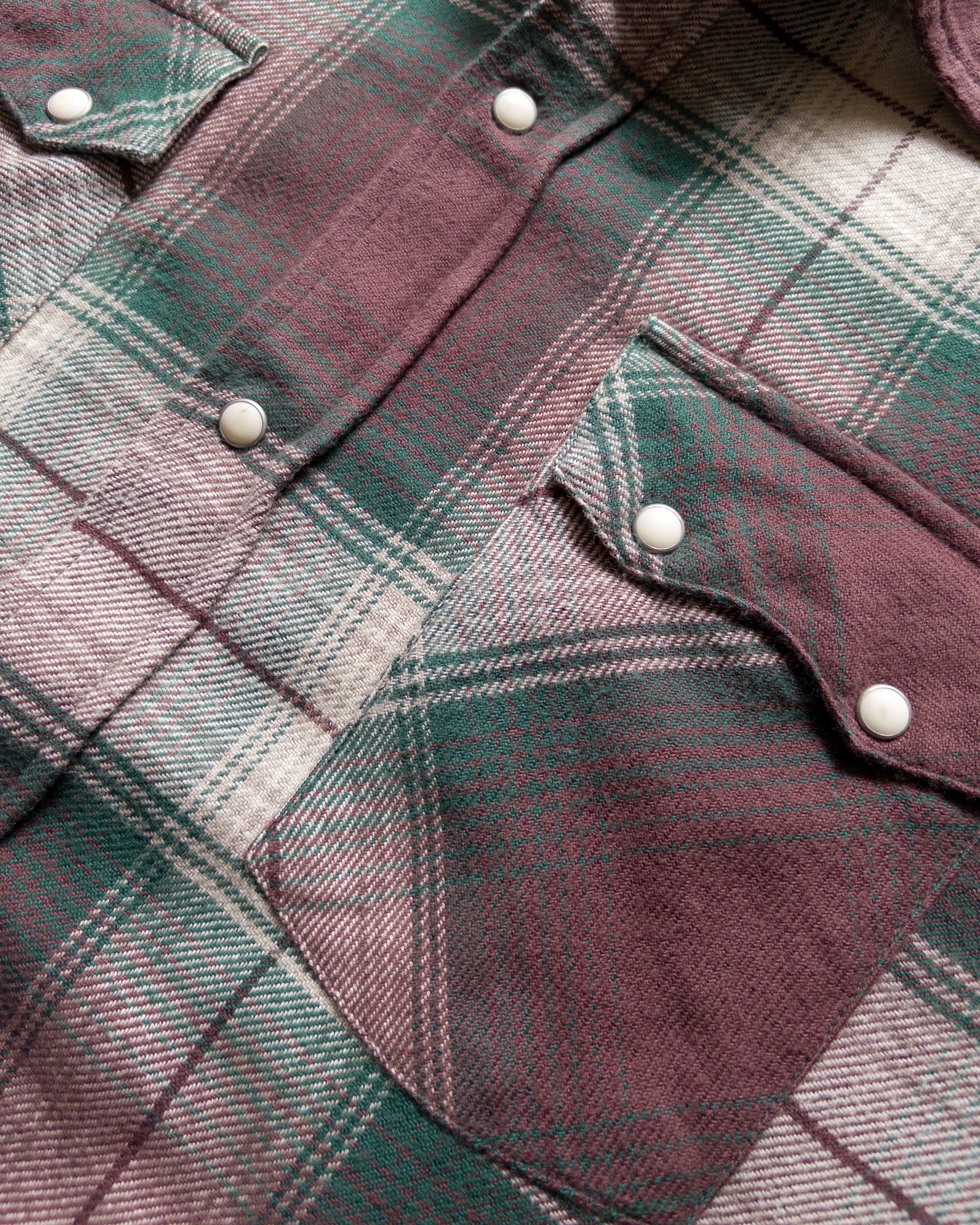 Washed Flannel Pearlsnap Shirt - Grizzly Shadow Plaid - Image 2