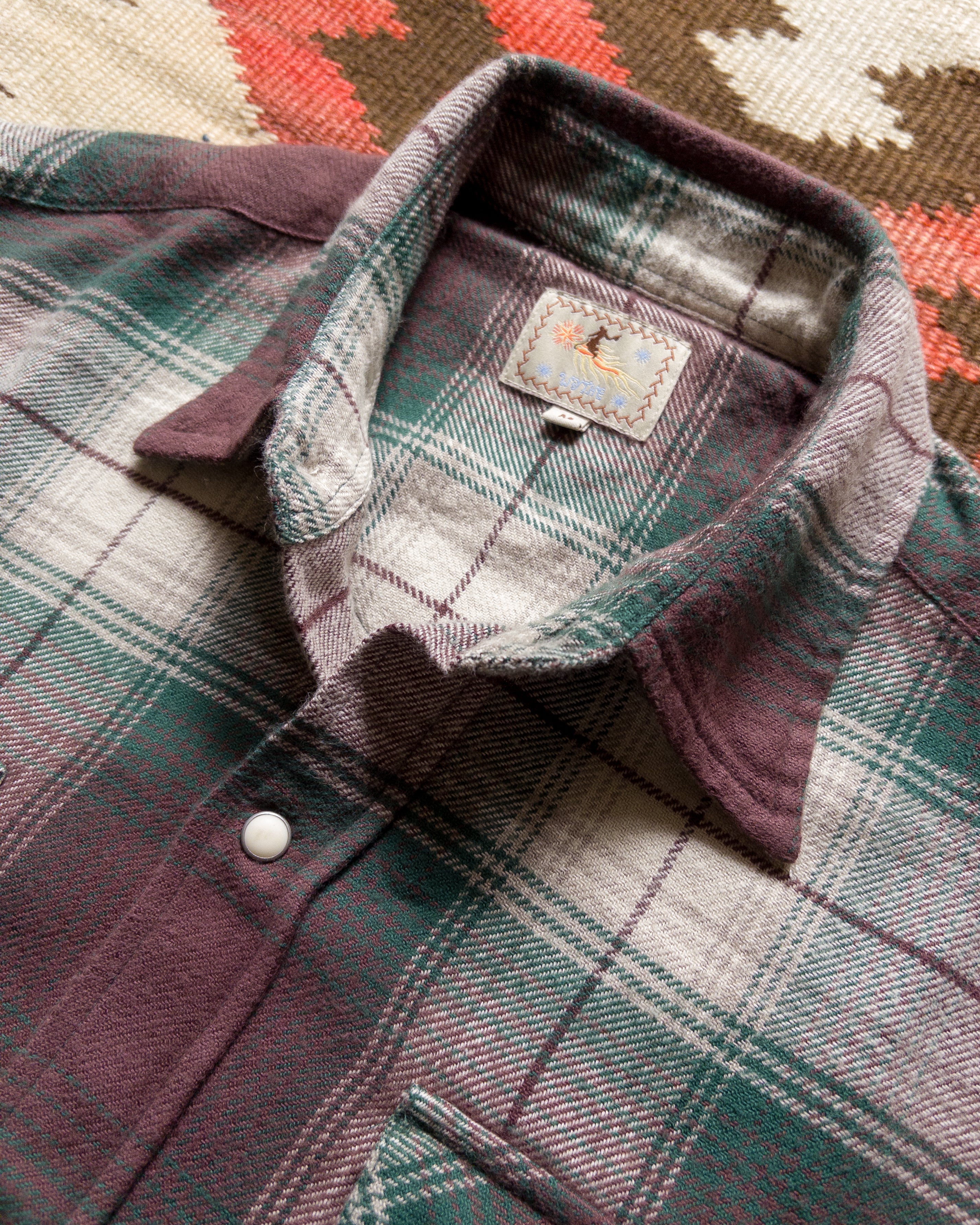 Washed Flannel Pearlsnap Shirt - Grizzly Shadow Plaid - Image 3