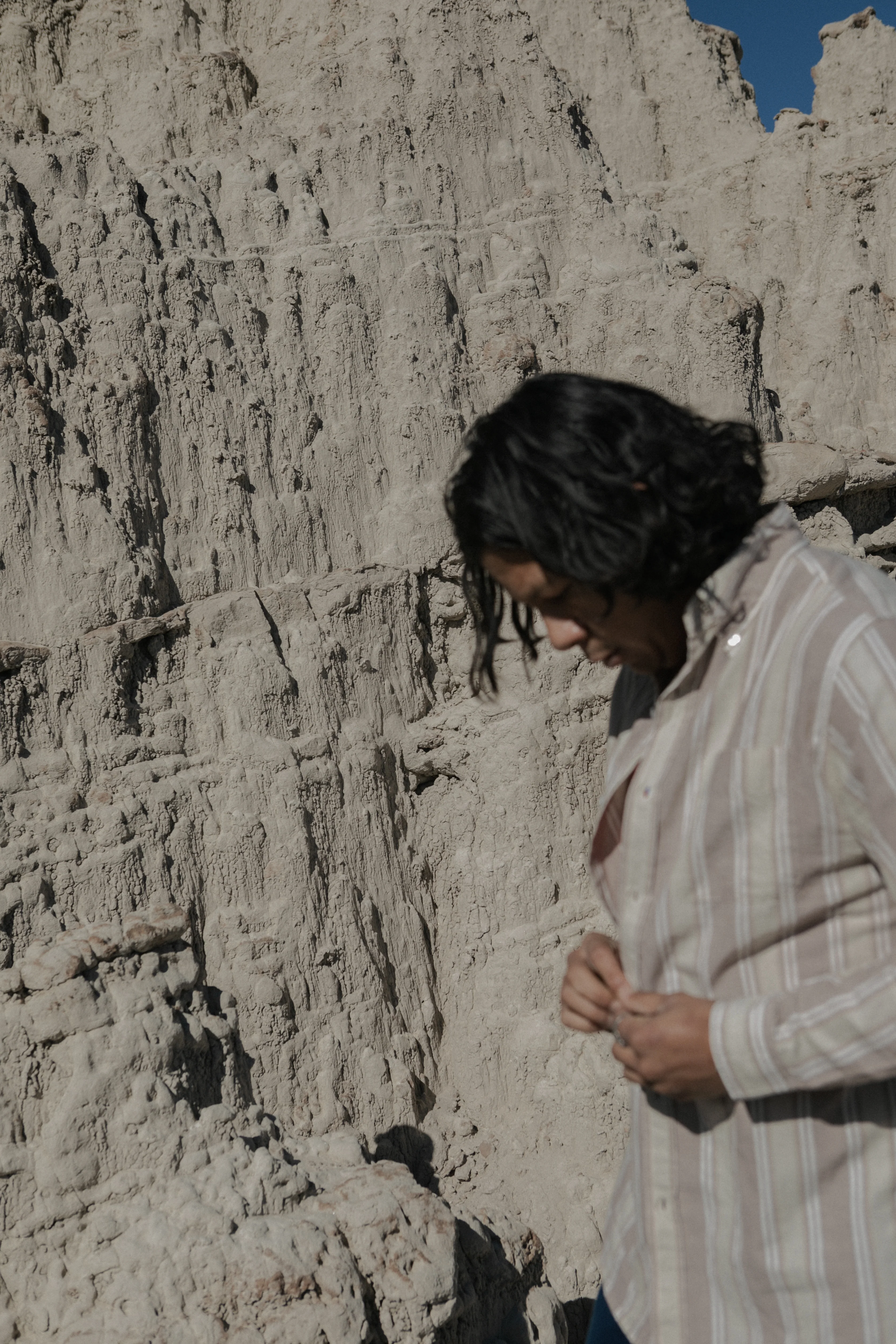 Washed Madras Button Down Collar Shirt - Earthtone Stripe - Image 3