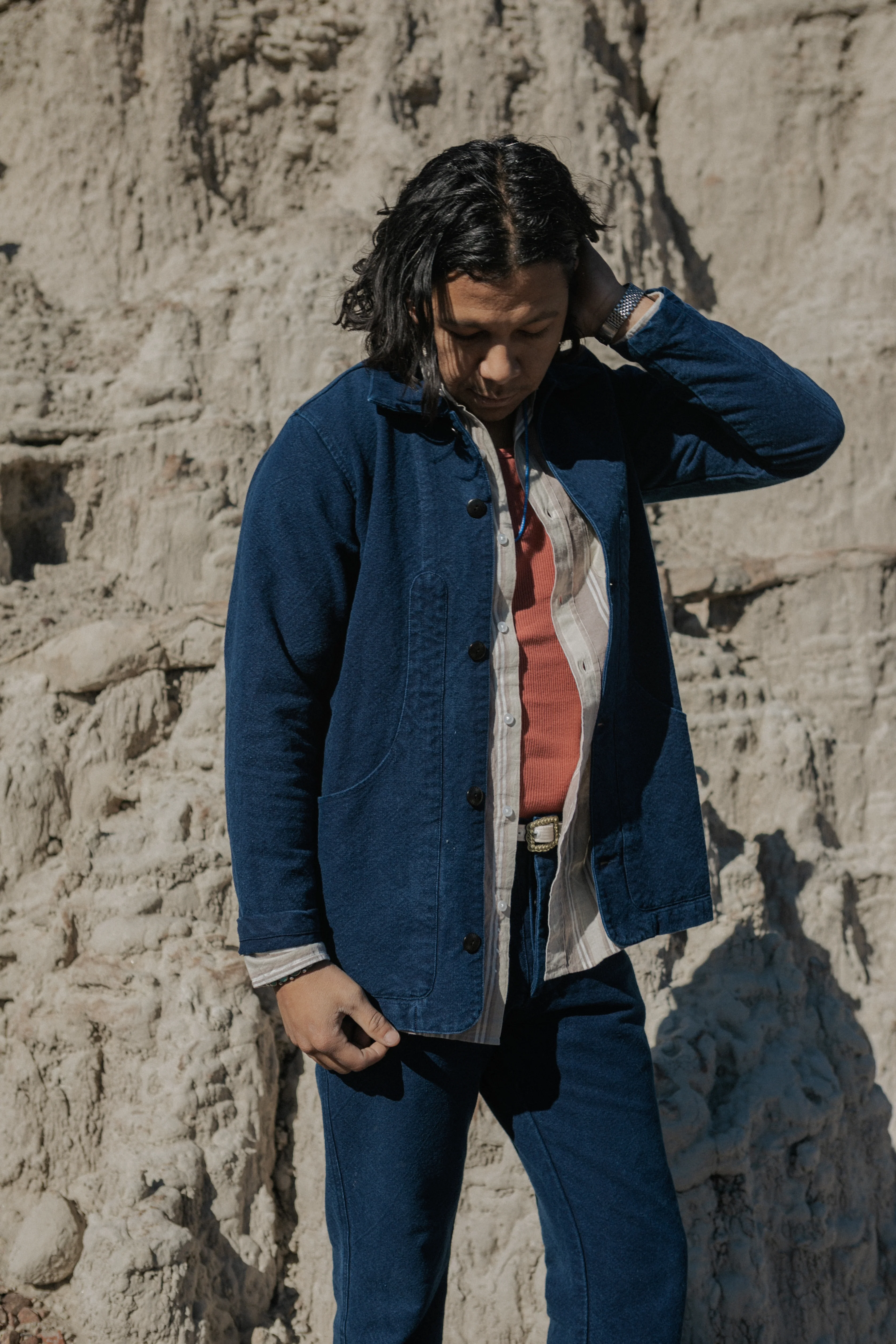 Washed Madras Button Down Collar Shirt - Earthtone Stripe - Image 4