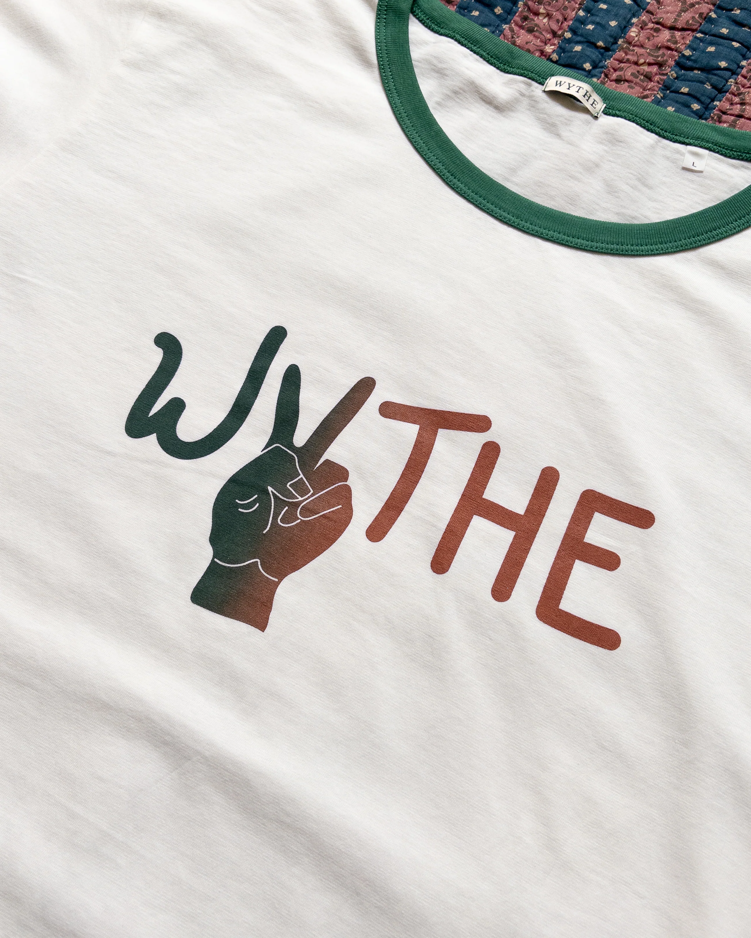 Watermelon Peace Print Tubular Ringer T-Shirt - Evergreen - Image 2