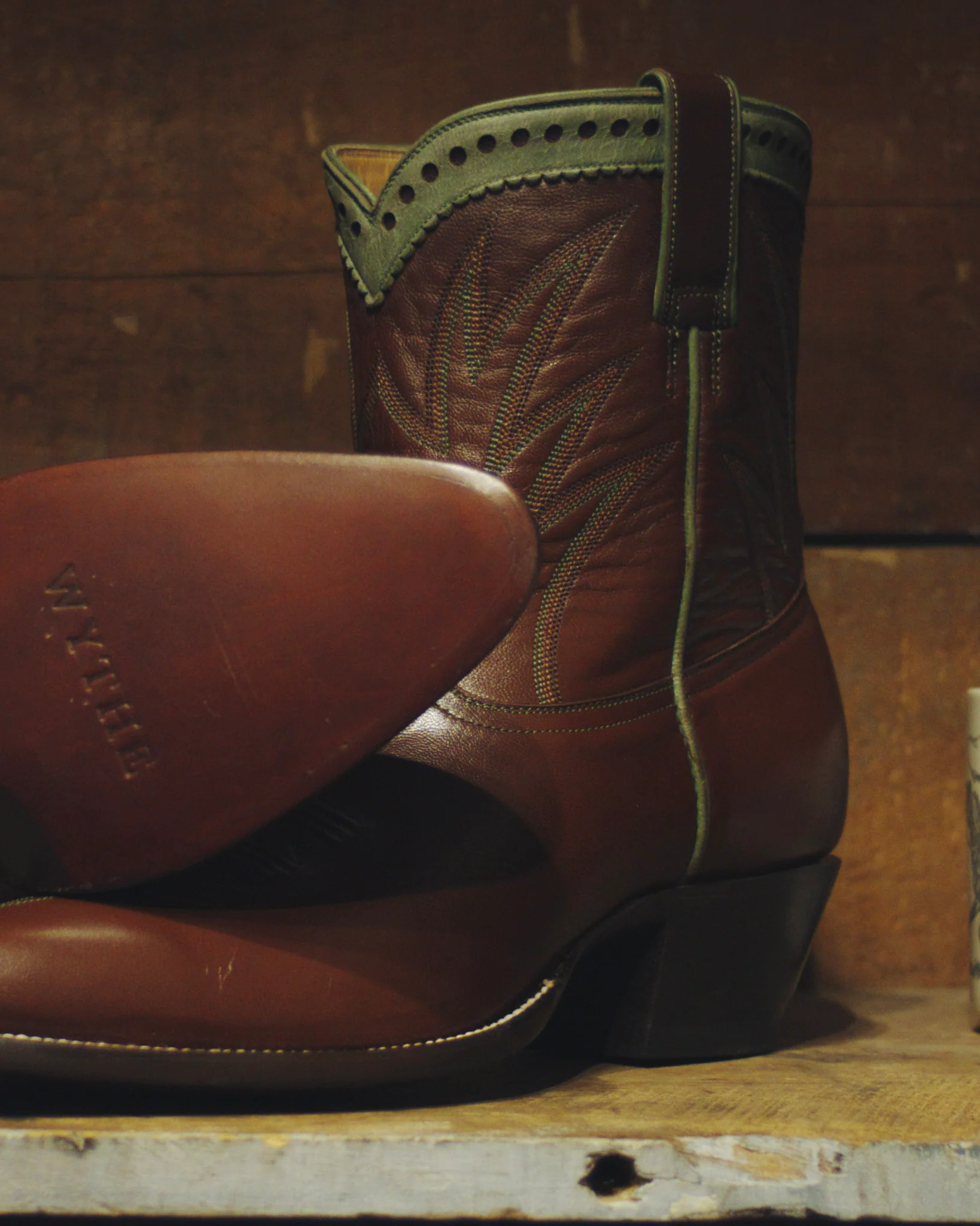 Brown/Sagebrush Calfskin Pee Wee Boots - Image 4