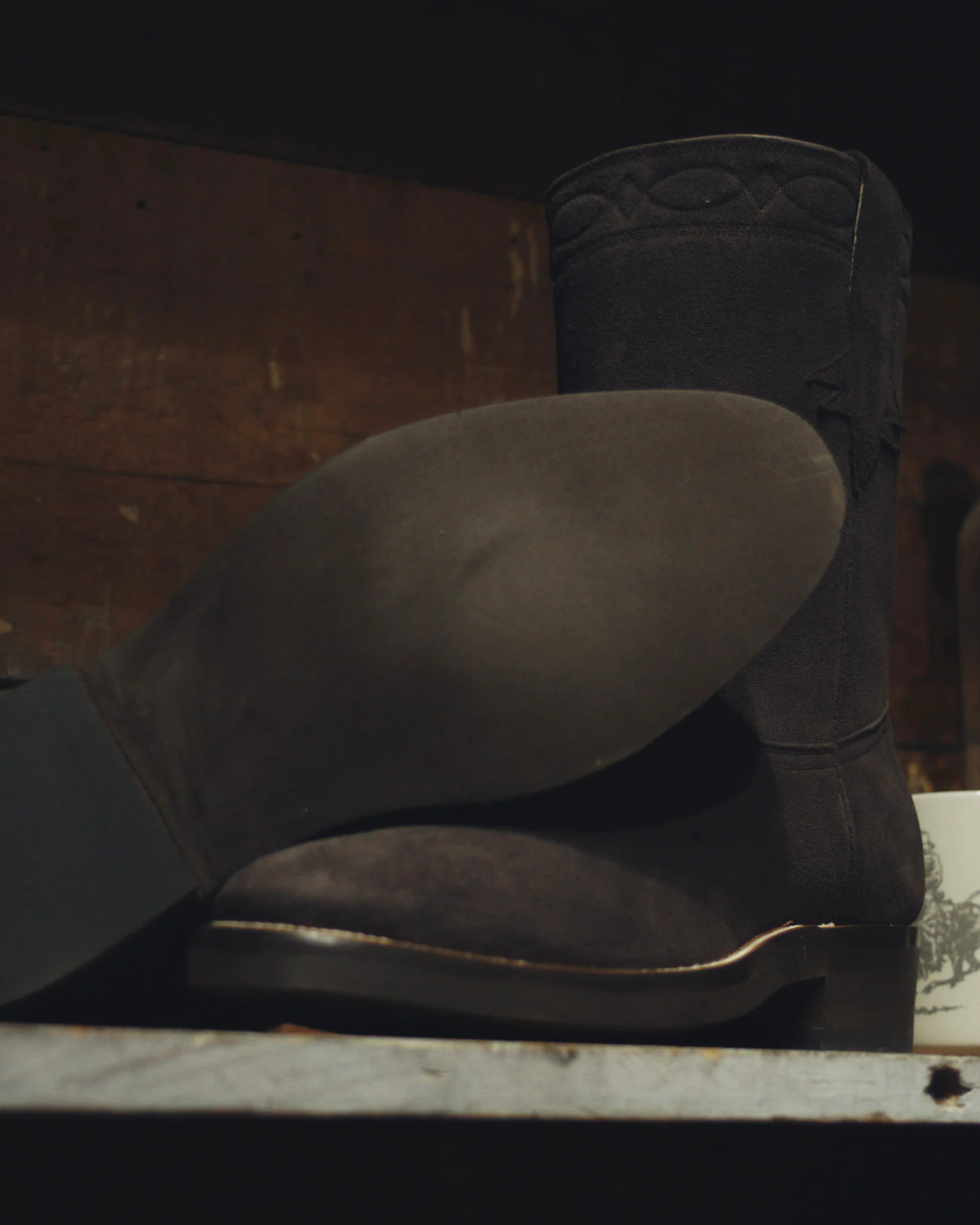 Chocolate Suede Roper Boots - Image 3