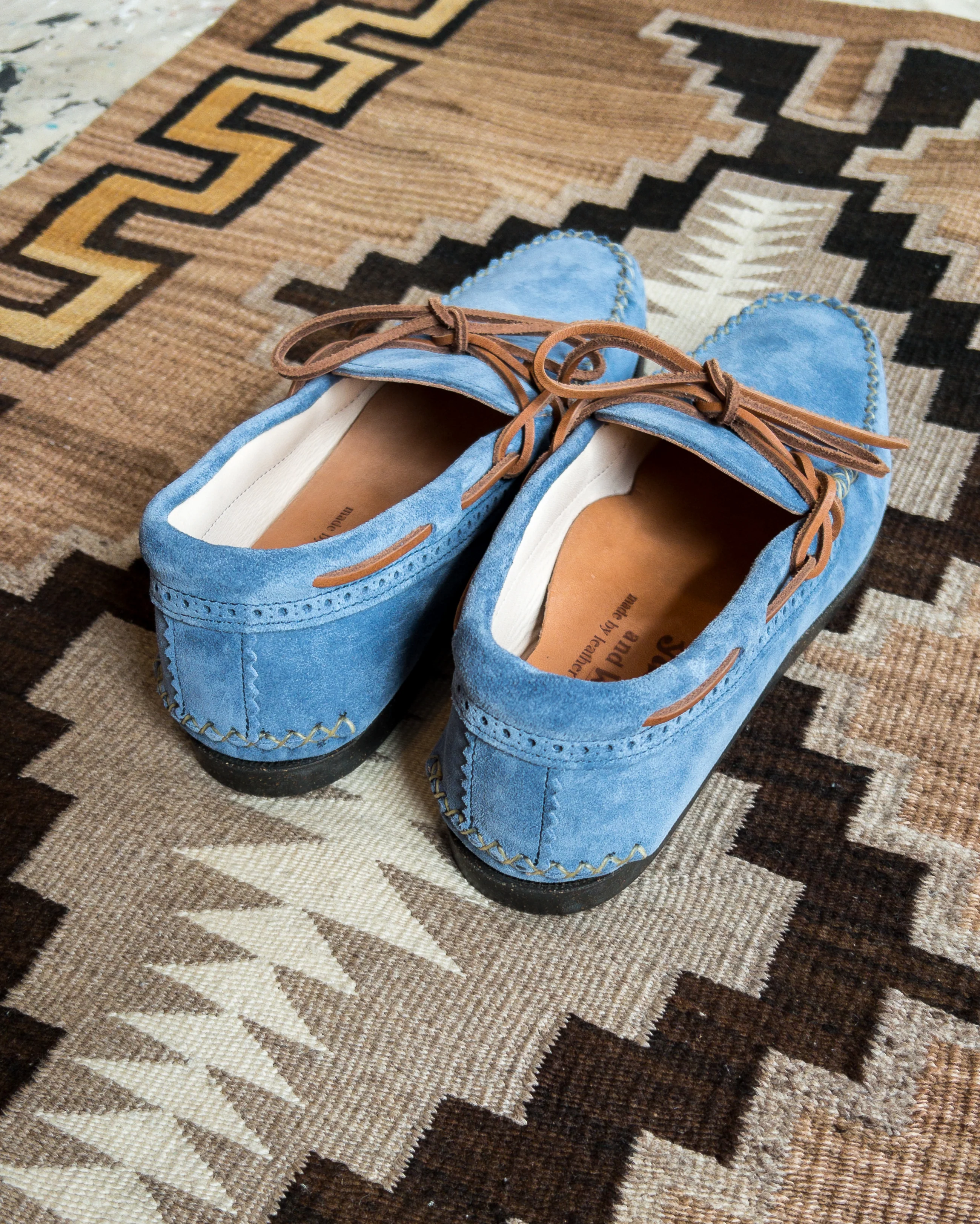 Wythe x Yuketen Handmade Suede Canoe Mocs - Ox Blue - Image 4