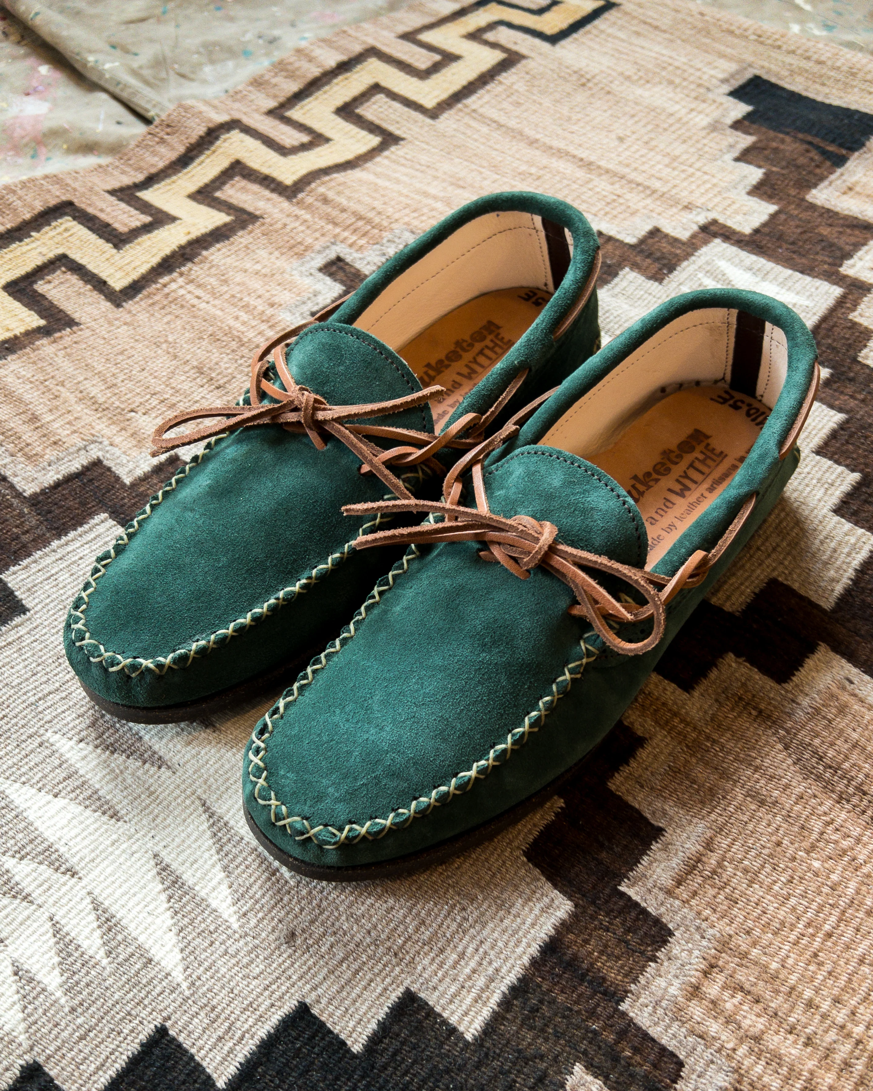 Wythe x Yuketen Handmade Suede Canoe Mocs - Evergreen - Image 3