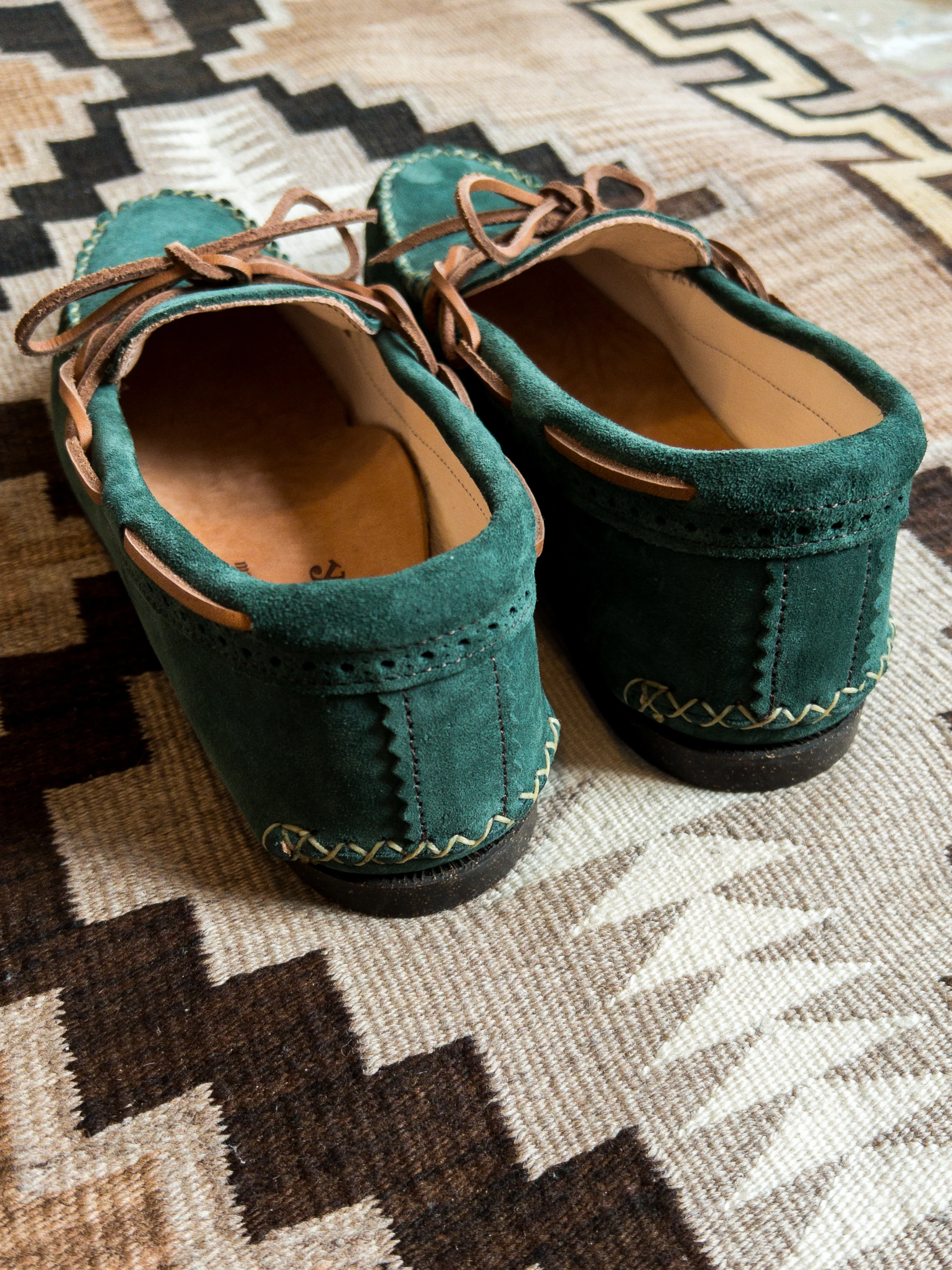 Wythe x Yuketen Handmade Suede Canoe Mocs - Evergreen - Image 4