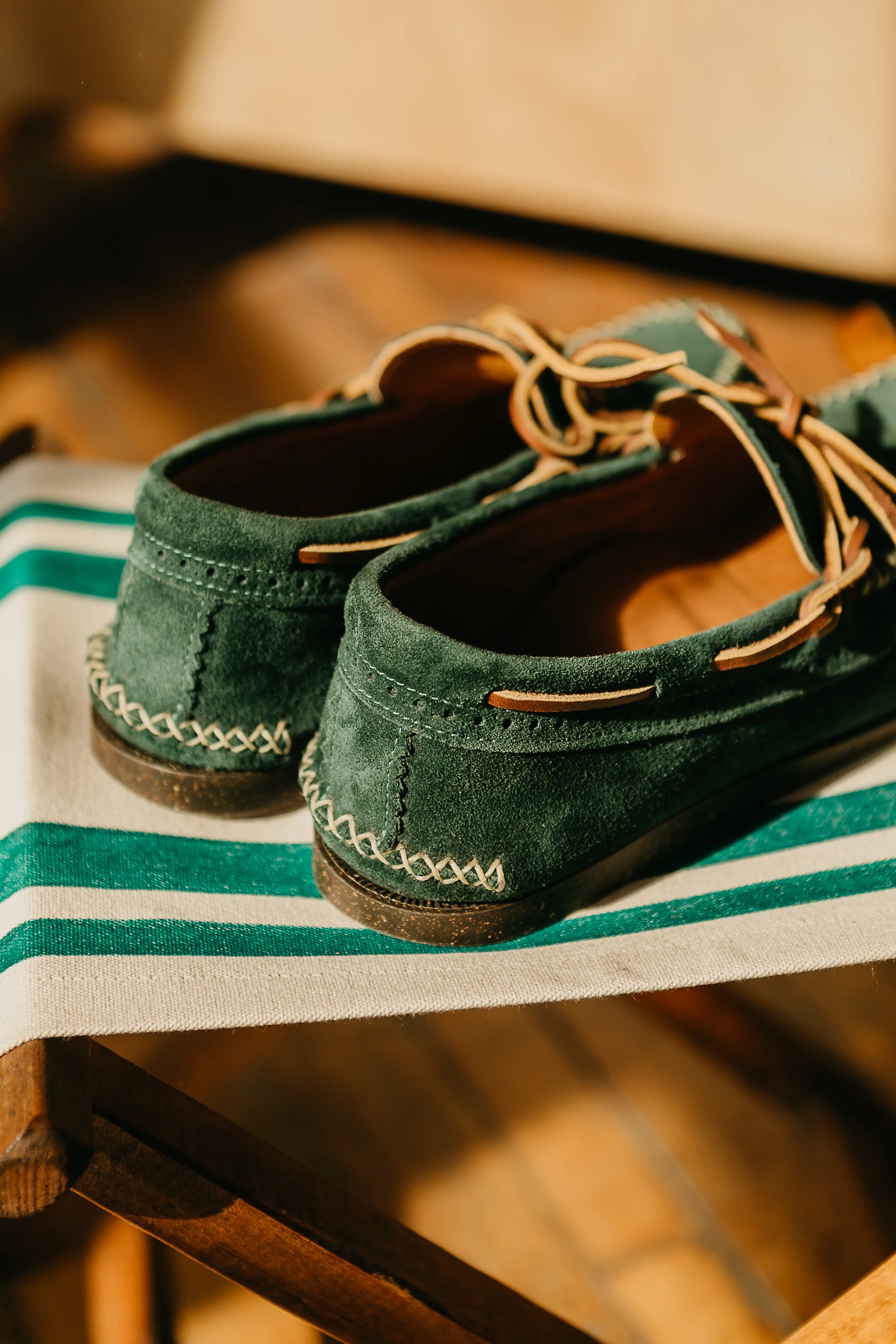 Wythe x Yuketen Handmade Suede Canoe Mocs - Evergreen - Image 6